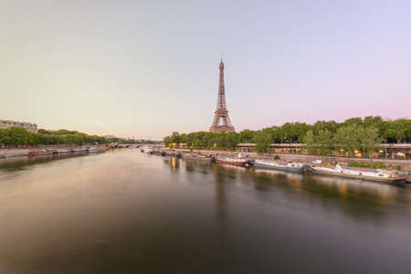 View Eiffel tower on the beautiful sunset in Paris Franceの写真素材