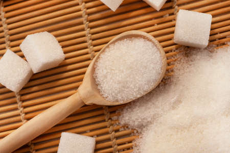 White Sugar. Pieces Of Refined Sugar On The Fabric. Sugarの写真素材