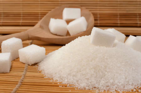 White Sugar. Pieces Of Refined Sugar On The Fabric. Sugarの写真素材