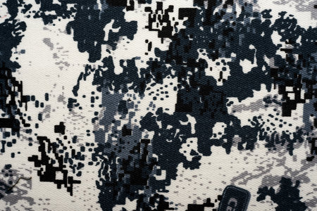 Fabric texture. Camouflage. The background is made of protective camouflage fabric. Material for sewing military clothingの写真素材