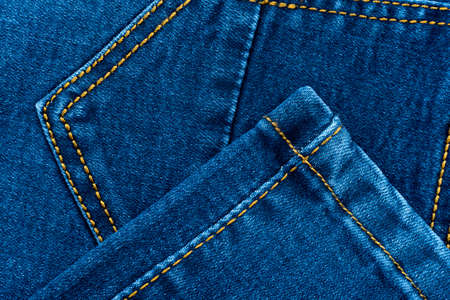 Jeans. Element of blue jeans. Sewing stitch close up