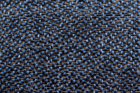 The texture of the blue ribbed fabric with a large knit. Thick material for carpet or furniture