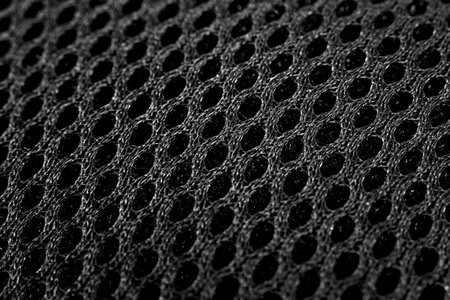 The texture of the mesh fabric in black color close-up. Gridの写真素材