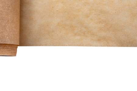 Paper on a roll with empty space for inscriptions. Parchment paper for bakingの写真素材