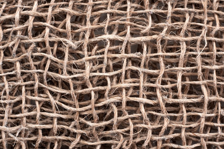 Cloth. The texture of the burlap fabric is close-up. packaging material. Background Of Burlap Hessian Sackingの写真素材