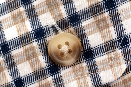 Men's shirt. Plaid shirt sleeve with buttons. Piece of clothing. buttonの写真素材