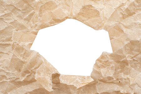 Hole in paper or foil. Empty space for inscription in foil paperの写真素材