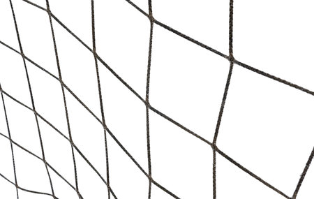 Football or tennis net. Rope mesh on a white backgroundの写真素材