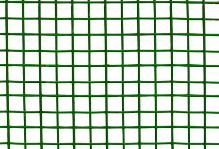 The texture of the metal mesh on a white background. Torn steel, metal mesh with holesの写真素材
