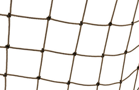 Football or tennis net. Rope mesh on a white backgroundの写真素材