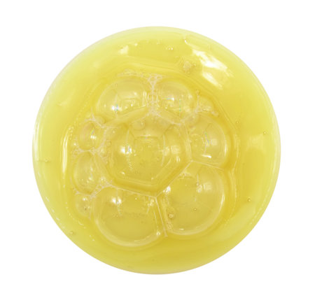 Soap foam round shape on a white background. Shampoo or detergent drop isolateの写真素材