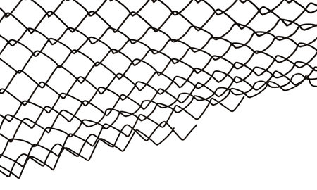 The texture of the metal mesh on a white background. Torn steel, metal mesh with holesの写真素材