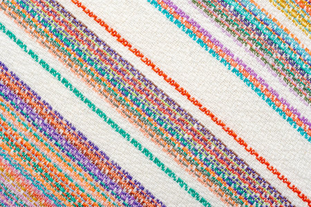 Fabric with straight colored lines made of organic cotton. material. Textile. Canvasの写真素材