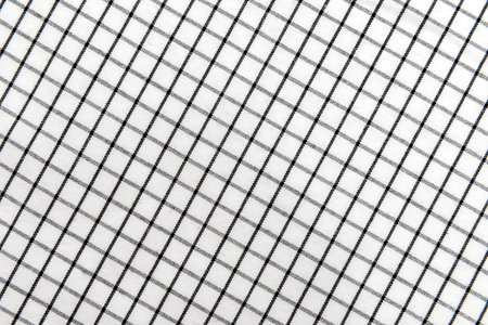 Texture of black and white fabric in a cage. Checkered material. Textile with intersecting white and...