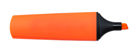 Orange permanent marker on a white background. Text marker for office and studyの写真素材