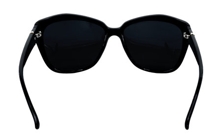 Dark sunglasses on a white background close-up. Eye protection from the sun and raysの写真素材