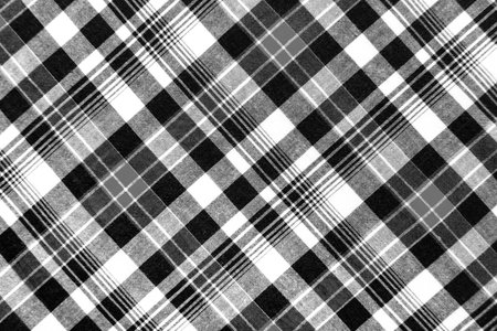 Black and white checkered fabric. Checkered material. Textileの写真素材