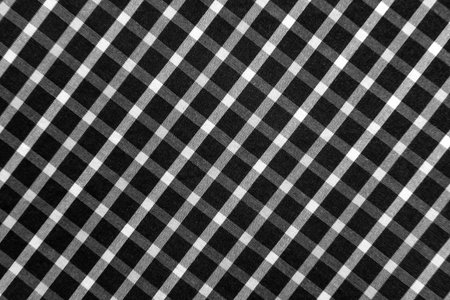 Black and white checkered fabric. Checkered material. Textileの写真素材