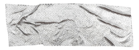 Silver tape on a white background. Crumpled adhesive tape isolateの写真素材