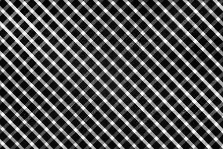 Texture of check fabric with white and black checks. Checkered black and white fabric background....