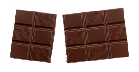 Milk chocolate bar on a white background, top view. Chocolate isolateの写真素材