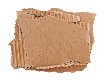 Piece of torn cardboard on a white background. Torn cardboard isolateの写真素材