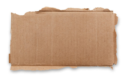 Piece of torn cardboard on a white background. Torn cardboard isolateの写真素材