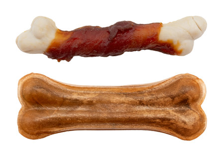 Chewing bone isolated on white background. Treats for pets. Dog foodの写真素材