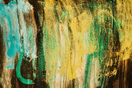 Texture of old rusty metal with scratches and mother-in-law. Abstract grunge metal texture with traces of multi-colored paintの写真素材