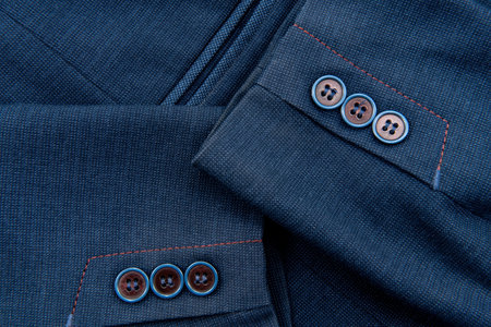 Sleeve of a men's jacket with buttons. Jacket element. Sleeve
