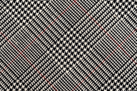 The texture of linen fabric in a large cell of black, blue and white. checkered fabricの写真素材