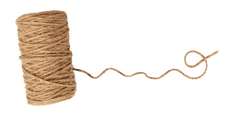 A ball of rope on a white background. Thread isolate. Jute rope