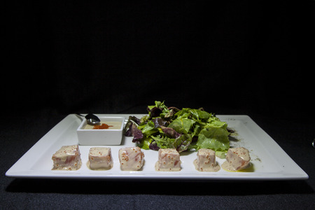 Green salad with salmon.の写真素材