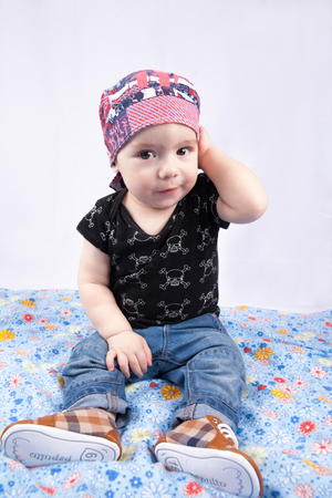 Brovary, Ukraine - March 04, 2018: Boy with toys on a white background.の写真素材