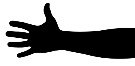 black silhouette of a hand on a white backgroundのイラスト素材