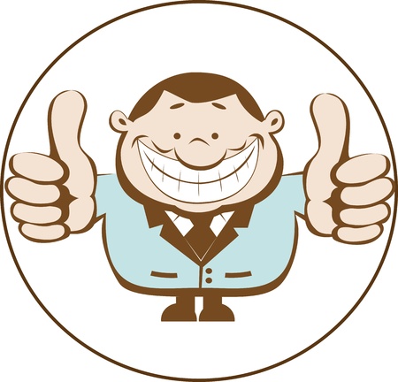 Businessman showing thumbs up. Retro illustration. のイラスト素材