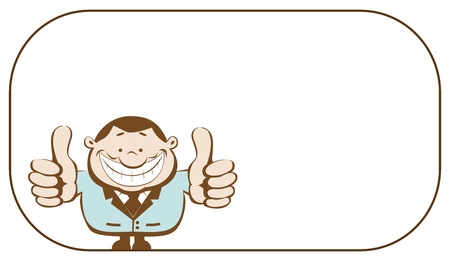 Smiling businessman with copy space showing thumbs up. Vector illustrationのイラスト素材