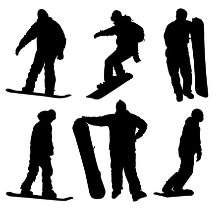 Snowboard silhouettes collection. Vector eps8のイラスト素材