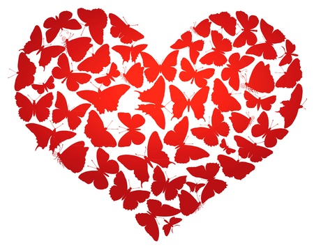 Heart made of  butterflies isolated  のイラスト素材
