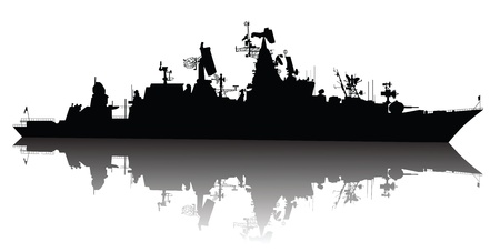 Soviet  russian  guided missile cruiser  silhouetteのイラスト素材
