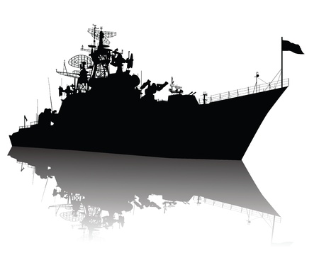 Soviet  russian  guided missile cruiser  silhouetteのイラスト素材