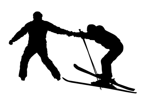 Beginner Ski Silhouettesのイラスト素材 イメージマート