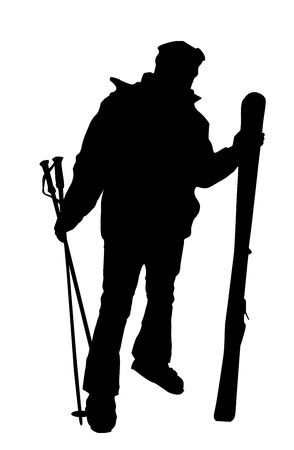 Skier silhouette isolatedのイラスト素材