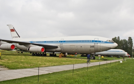 KIEV, UKRAINE- MAY 16: Ilyushin Il-76 Camber jet airliner at State Aviation Museum on  May 16, 2012 in Kiev, Ukraineのeditorial素材
