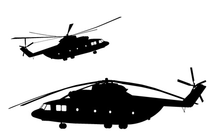 Detailed helicopter silhouettes  Vector on separate layers のイラスト素材