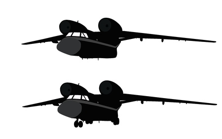 Transport aircraft detailed silhouettesのイラスト素材