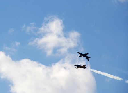 KYIV, UKRAINE - SEPTEMBER 29: Aero L-39 during 8th International Aviation Salon AVIASVIT-XXI;September  29, 2012 in Kyiv, Gostomel Airfield, Ukraineのeditorial素材