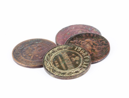 Old Russian Imperial coins isolated