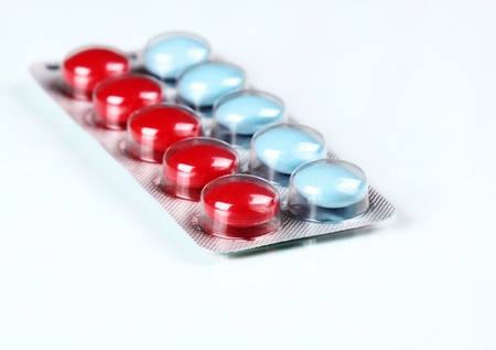 Pack of  red and blue pills  Choice concept