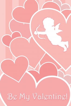Valentine card with cupid, hearts and copy space  Separate layersのイラスト素材